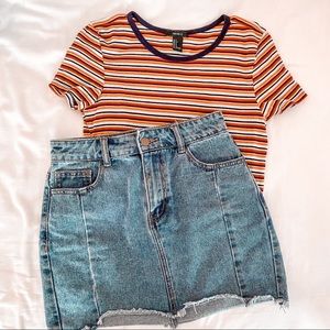 FOREVER 21 Denim Distressed Skirt